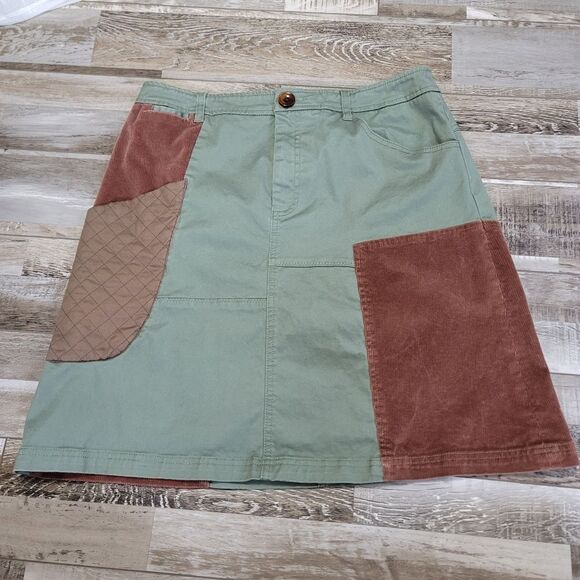 Anthropologie Meadow Rue Corduroy Patchwork Skirt Size 12 - Picture 2 of 7